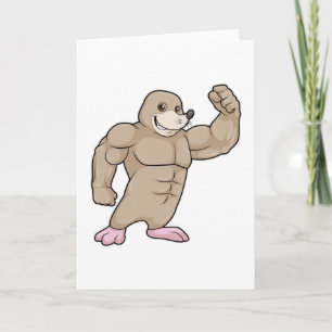 Mole as Bodybuilder with big Muscles Card
