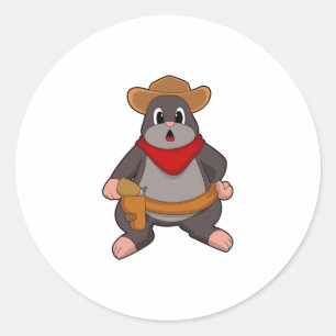 Mole as Cowboy Classic Round Sticker