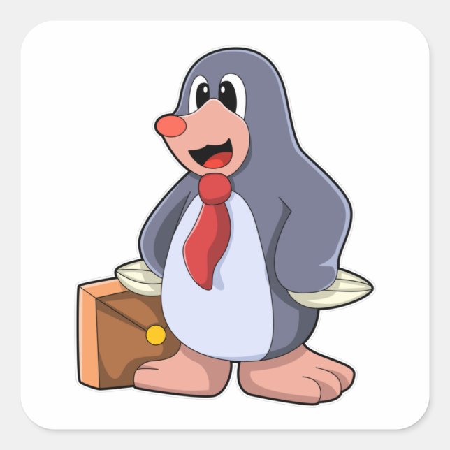 Mole as Entrepreneur with Bag Square Sticker (Front)