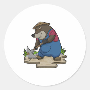 Mole as Farmer Classic Round Sticker