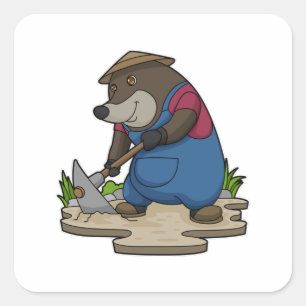 Mole as Farmer Square Sticker