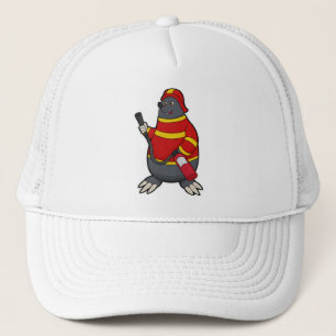 Mole as Firefighter with Fire extinguisher Trucker Hat