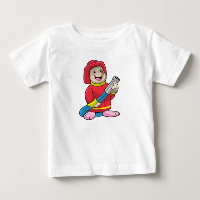 Mole as Firefighter with Hose Baby T-Shirt (Front)