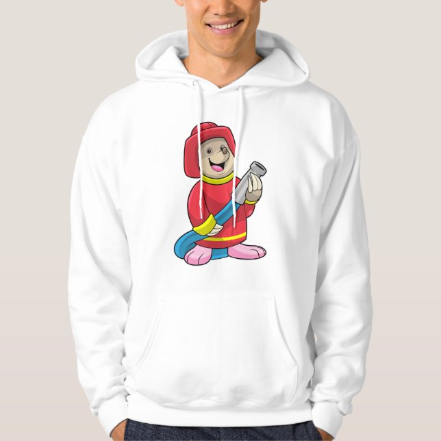 Mole as Firefighter with Hose Hoodie (Front)