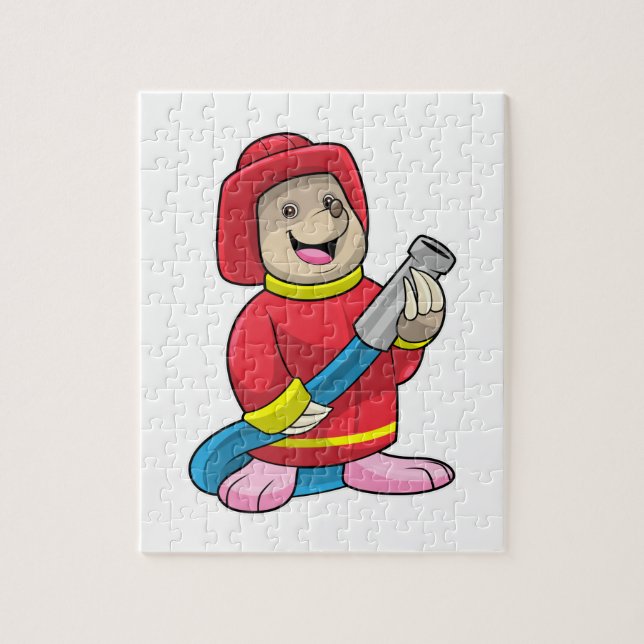 Mole as Firefighter with Hose Jigsaw Puzzle (Vertical)