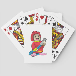 Mole as Firefighter with Hose Playing Cards