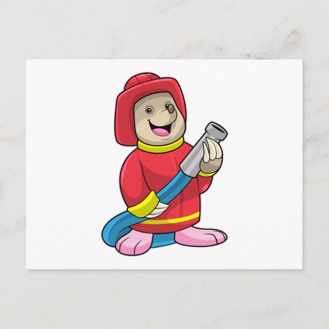 Mole as Firefighter with Hose Postcard (Front)