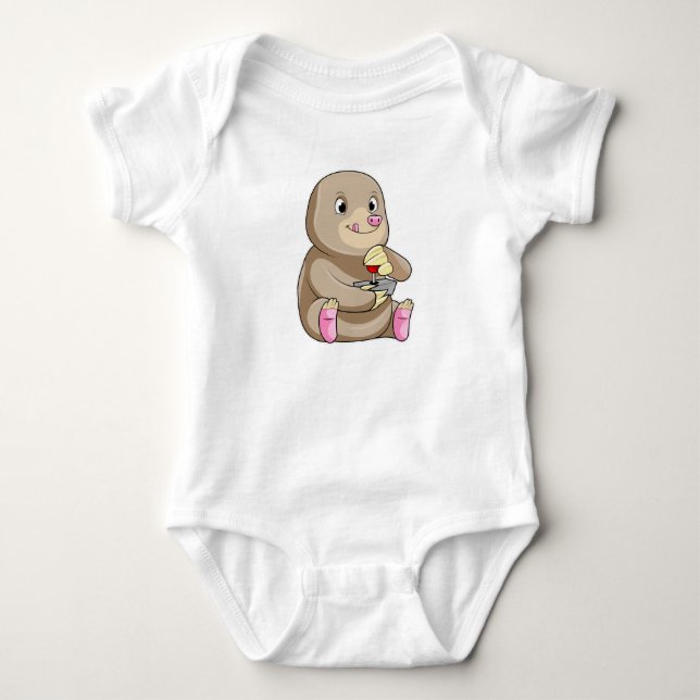 Mole as Gamer with Joystick Baby Bodysuit (Front)