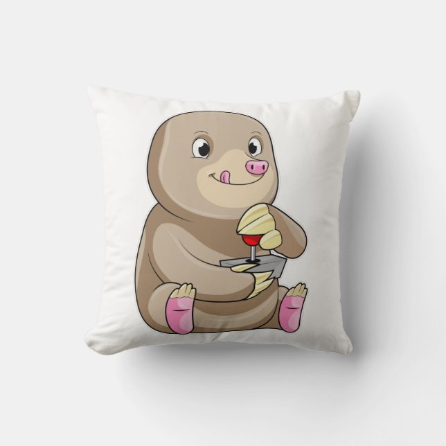 Mole as Gamer with Joystick Cushion (Front)
