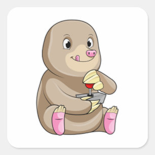 Mole as Gamer with Joystick Square Sticker