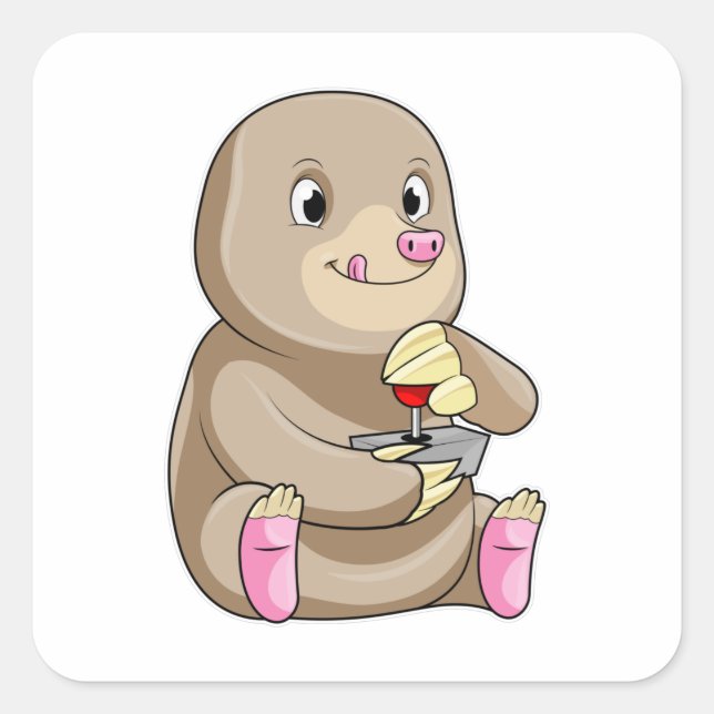 Mole as Gamer with Joystick Square Sticker (Front)