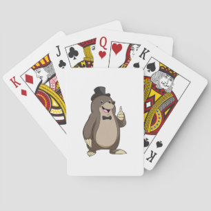 Mole as Groom with Tie Playing Cards