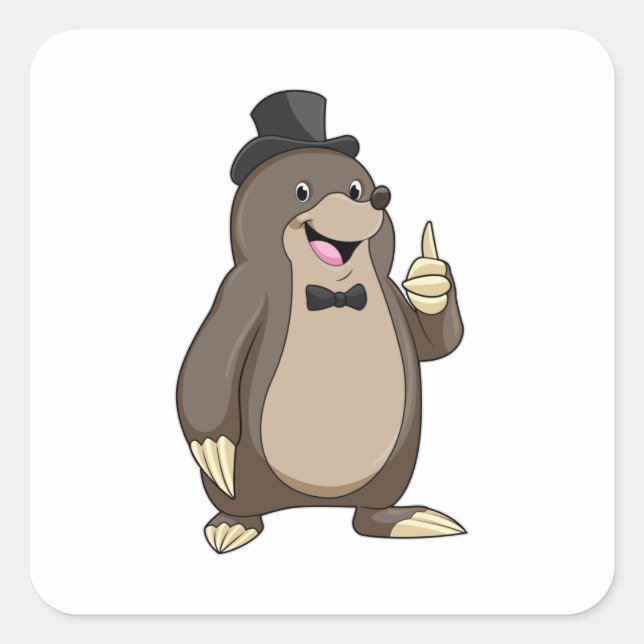 Mole as Groom with Tie Square Sticker (Front)