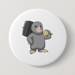 Mole as Handyman with Hammer 7.5 Cm Round Badge