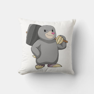 Mole as Handyman with Hammer Cushion