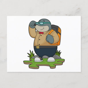 Mole as Hiker with Backpack Postcard