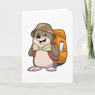 Mole as Hiker with Luggage Card