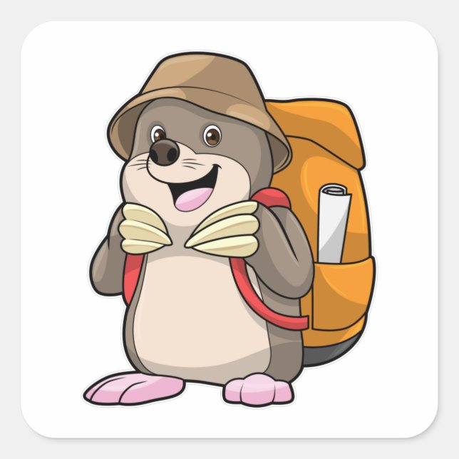Mole as Hiker with Luggage Square Sticker (Front)