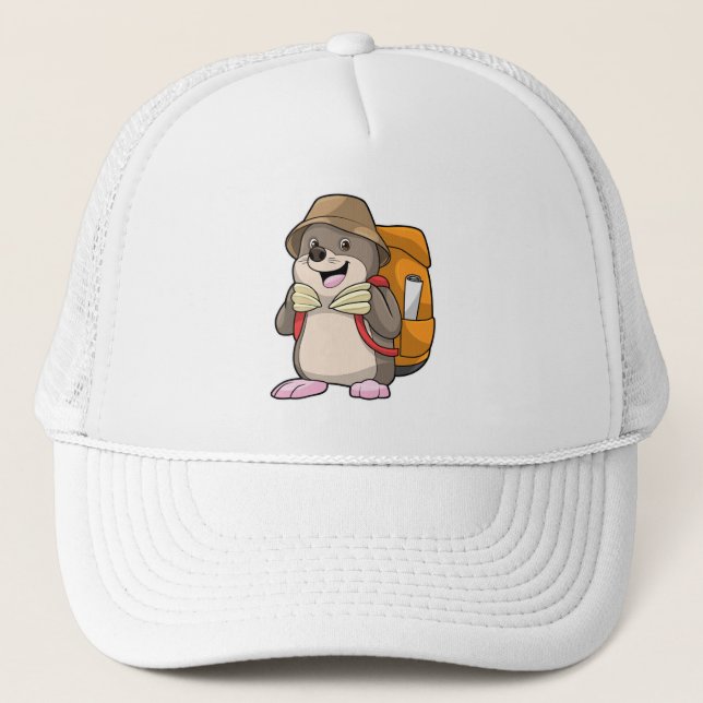 Mole as Hiker with Luggage Trucker Hat (Front)