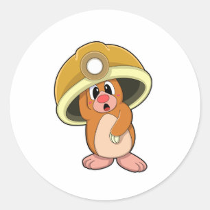 Mole as Miner with Helmet Classic Round Sticker