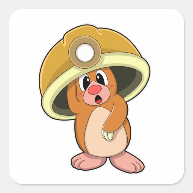 Mole as Miner with Helmet Square Sticker (Front)