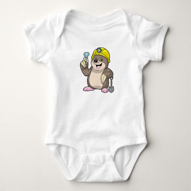 Mole as Miner with Shovel & Diamond Baby Bodysuit (Front)