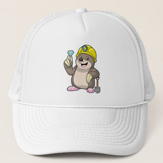 Mole as Miner with Shovel & Diamond Trucker Hat (Front)