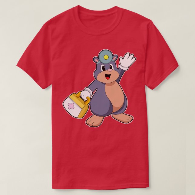 Mole as Nurse with First aid kit T-Shirt (Design Front)
