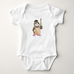 Mole as Painter with Paint brush Baby Bodysuit