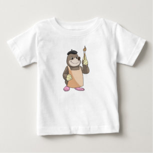 Mole as Painter with Paint brush Baby T-Shirt