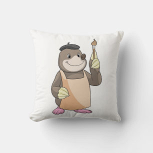 Mole as Painter with Paint brush Cushion