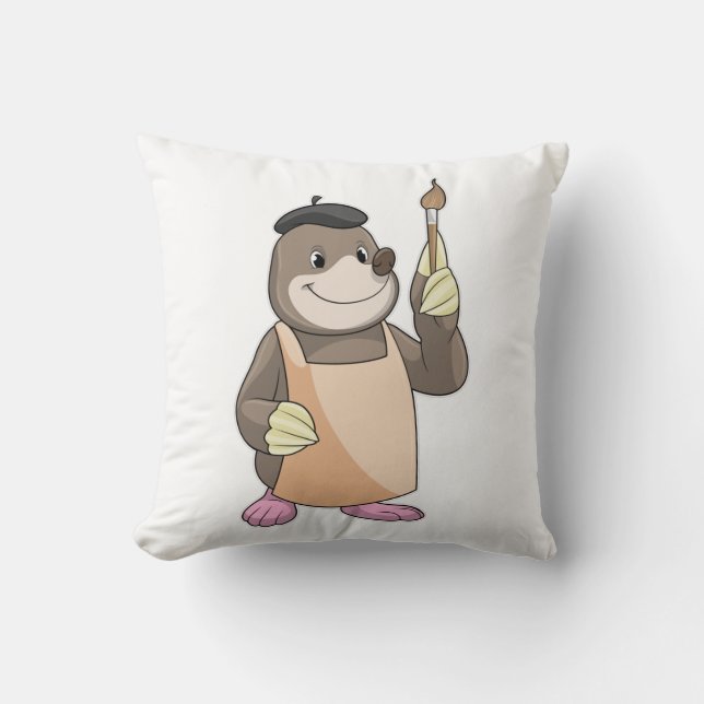 Mole as Painter with Paint brush Cushion (Front)
