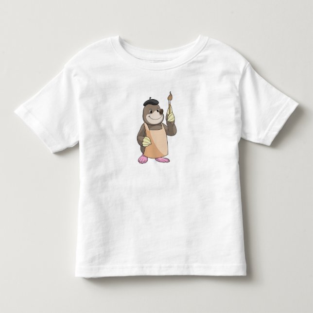 Mole as Painter with Paint brush Toddler T-Shirt (Front)