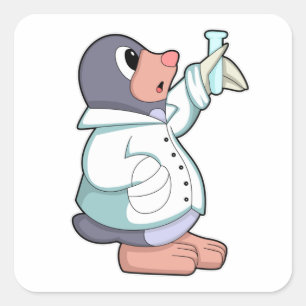 Mole as Scientist with Test tube Square Sticker