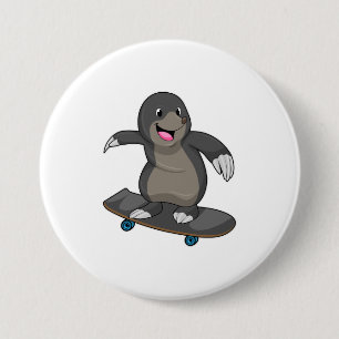 Mole as Skater with Skateboard 7.5 Cm Round Badge