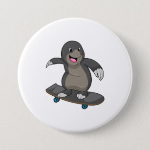 Mole as Skater with Skateboard 7.5 Cm Round Badge