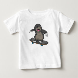 Mole as Skater with Skateboard Baby T-Shirt