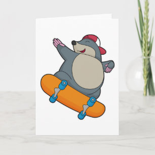 Mole as Skater with Skateboard Card