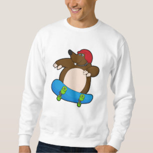 Mole as Skater with Skateboard & Helmet Sweatshirt