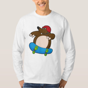 Mole as Skater with Skateboard & Helmet T-Shirt