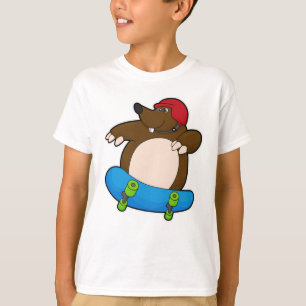 Mole as Skater with Skateboard & Helmet T-Shirt