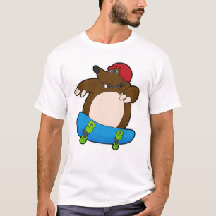 Mole as Skater with Skateboard & Helmet T-Shirt