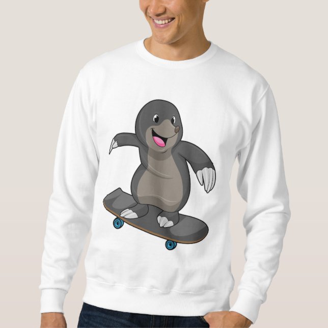 Mole as Skater with Skateboard Sweatshirt (Front)
