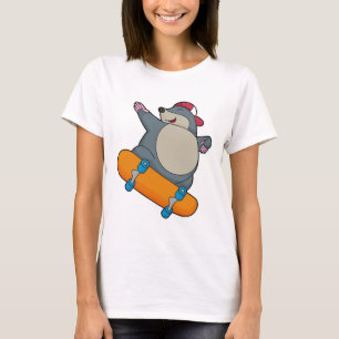 Mole as Skater with Skateboard T-Shirt