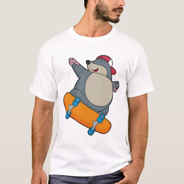 Mole as Skater with Skateboard T-Shirt (Front)