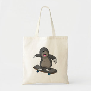 Mole as Skater with Skateboard Tote Bag