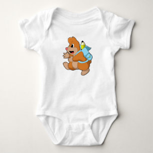 Mole as Student with Backpack Baby Bodysuit