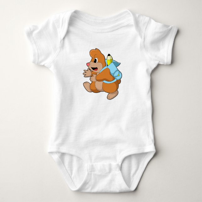 Mole as Student with Backpack Baby Bodysuit (Front)
