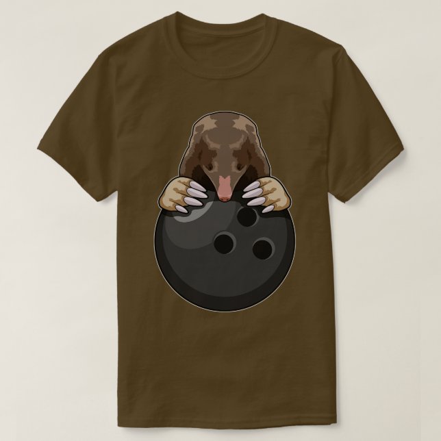 Mole at Bowling with Bowling ball 1 T-Shirt (Design Front)