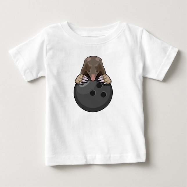 Mole at Bowling with Bowling ball Baby T-Shirt (Front)